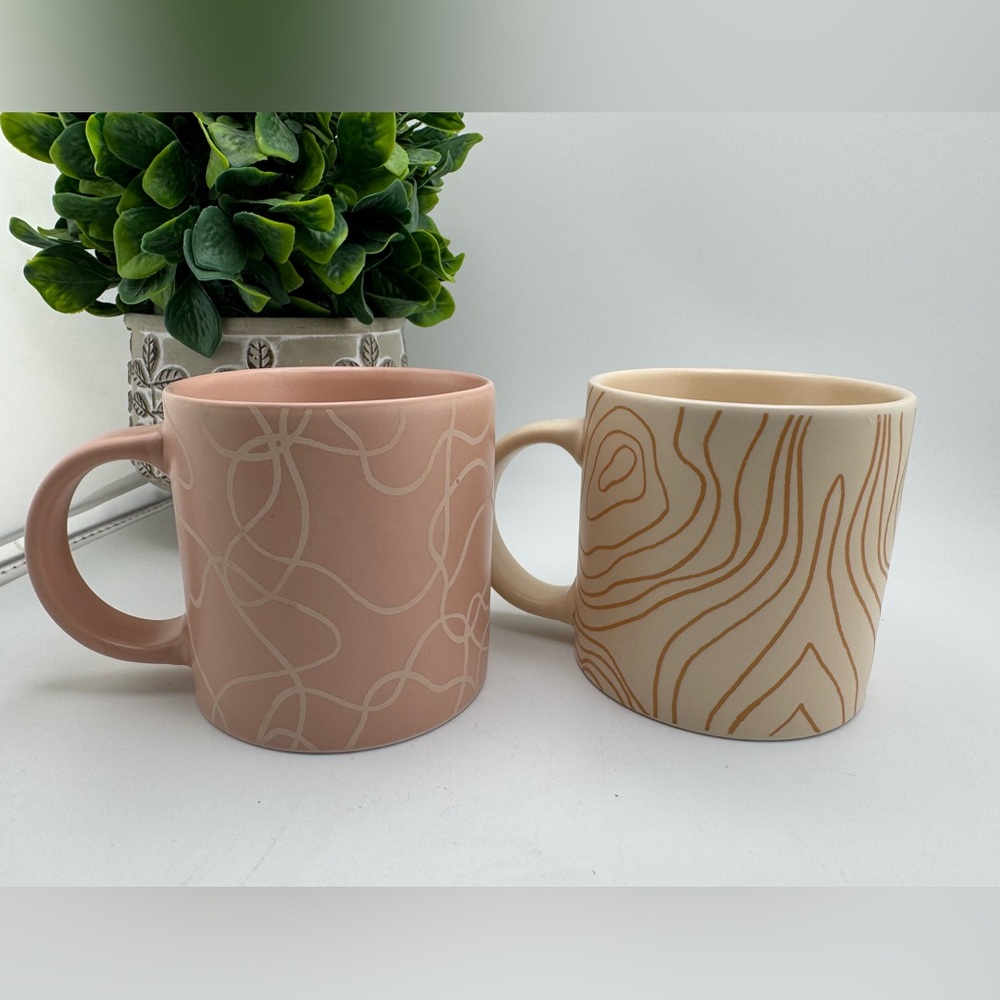 Whitney Kerney Causebox Set of 2 Abstract Coffee Tea Mugs Cups